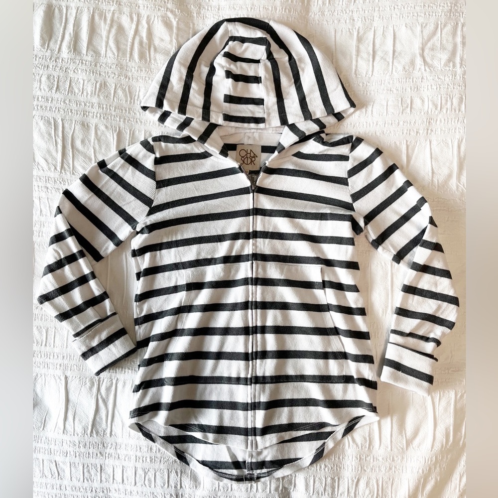 Chaser Striped Zip Up Grey White XS